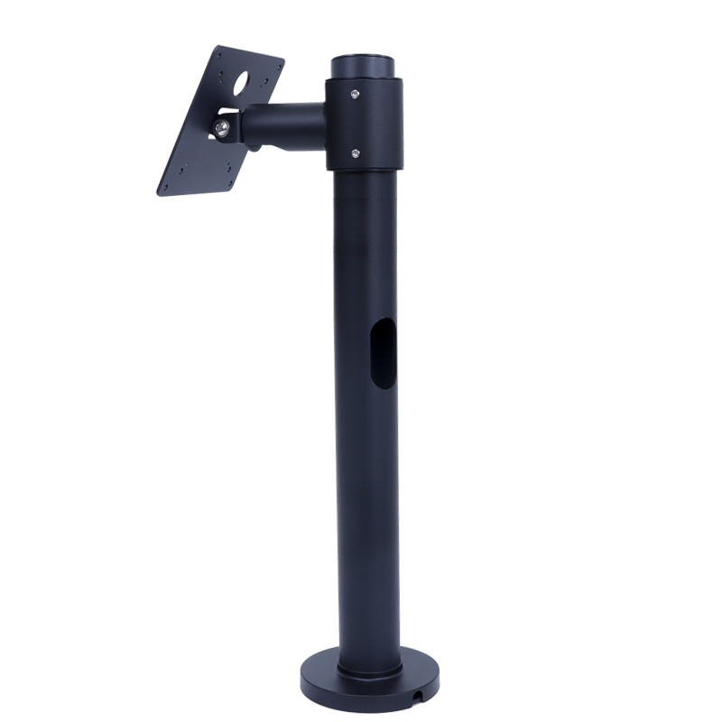 A Pole Cash Register Stand with Height Adjustment Dual Single Monitor Desktop VESA Standard 75x75mm Mounts for Retail