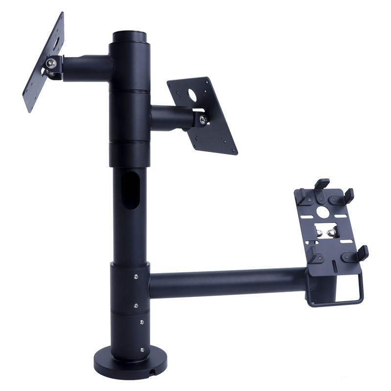 Dual Screen Cylinder Cash Register Stand Adjustable Pole Mounting Solution Vesa Mount Stand for Checkout Counters